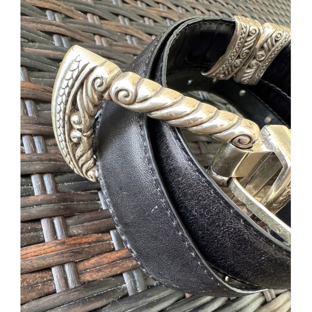 90s Western Americana Swivel Reversible Belt Leather Silver-Tone Unisex Size 30" - Picture 7 of 11